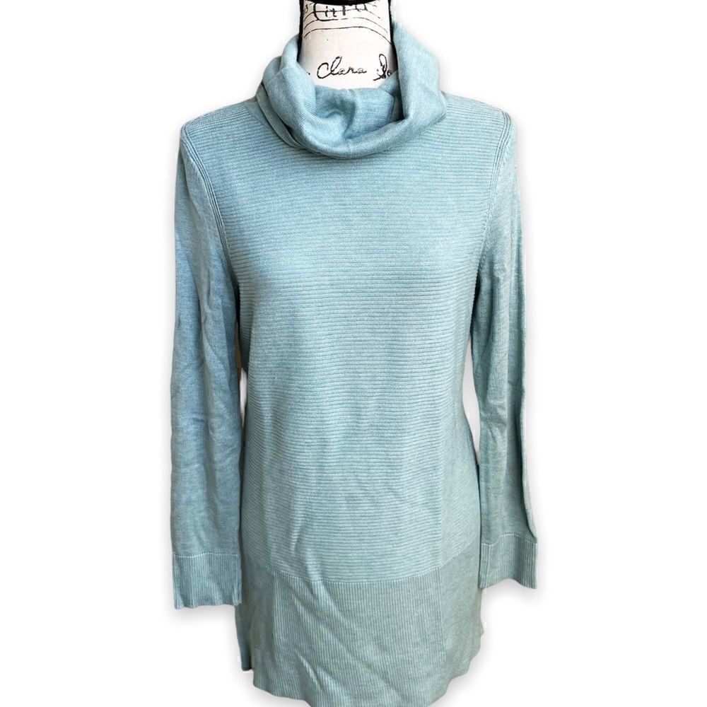 Adrienne Vittadini Turquoise Knit Cowl Neck Sweater Size M